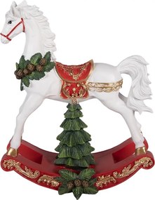 Christmas Decoration Figurine Rocking Horse 32x12x39 Cm White Plastic - 32*12*39 cm