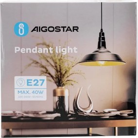 Aigostar - LED luster na lanku 1xE27/60W/230V pr. 36 cm čierna