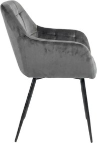 Sivé jedálenské kreslo LOREN VELVET s čiernymi nohami