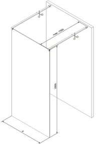 Mexen Kioto, sprchová zástena Walk-In 135x 200 cm, 8mm číre sklo, chrómový profil, 800-135-002-01-00