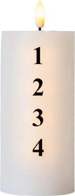 SIRIUS LED svíčka na baterie vosková Sille adventní s čísly, Ø 7 × 15 cm, bílá/černá