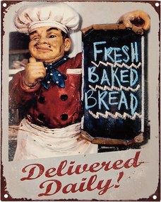 Nástenná kovová ceduľa Fresh Baked Bread - 20*1*25 cm
