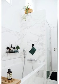 Čierna samodržiaca nástenná kúpeľňová polička Compactor Bestlock Black All Purpose Holder, 30 x 20,5 cm