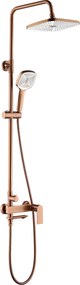Rea Storm, vaňová/sprchová súprava s dažďovou hlavovou sprchou a ručnou sprchovou hlavicou, medená matná, REA-P3000