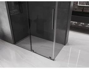 Mexen Velar, sprchový kút s posuvnými dverami 140 x 85 cm, 8mm šedé sklo, brúsený grafit, 871-140-085-41-95