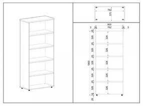 Vysoká skriňa SimpleOffice 80 x 40 x 180 cm