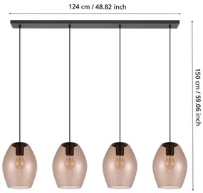 Eglo 390162 - Luster na lanku ESTANYS 4xE27/40W/230V hnedá