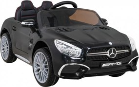 Ramiz Mercedes Benz AMG SL65 S elektrický pre deti Čierna + diaľkové ovládanie + LED Audio + Eco koža + EVA + pomalý štart
