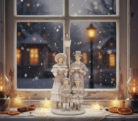 Béžová vianočná dekorácia zbor Christmas Choir - 15*11*30 cm