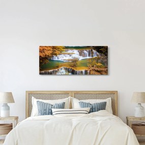 Obraz - Vodopády Huay Mae Khamin, Thajsko (120x50 cm)