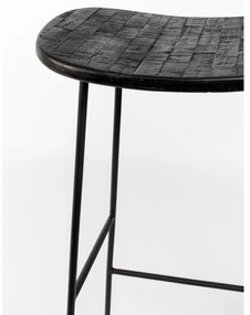 Čierna barová stolička z teakového dreva (výška sedadla 76 cm) Tangle – White Label