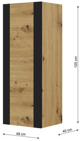 Závesná skrinka Montana (dub artisan + matná čierna). Vlastná spoľahlivá doprava až k Vám domov. 1085842
