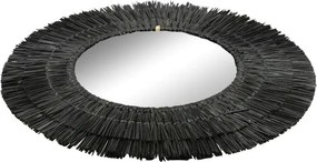 Okrúhle čierne zrkadlo Morgan z morskej trávy S - 60*60*1cm