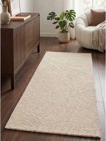 Ručne tkaný vlnený behúň v svetlo prírodnej farbe 80x200 cm Calmio – Hanse Home
