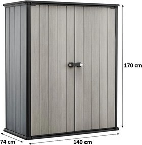 KETER DUOTECH HIGH STORE PLUS Úložná skriňa 140 x 73,6 x 170,4 cm, sivá 17209457