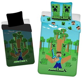 Bavlnené detské obliečky so svietiacim efektom na jednolôžko 140x200 cm Minecraft "Jungle Fight" – Jerry Fabrics