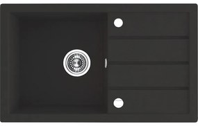 Laveo Trzynastka, 1-komorový granitový drez 790x480x185 mm, čierna škvrnitá, LAV-SBP_711T