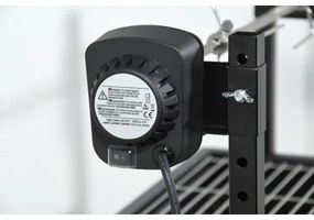 Gril na drevené uhlie s motorom 4W/230V čierna