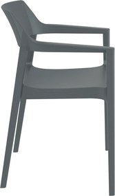 TULUM záhradná stolička s podrúčkami dark grey