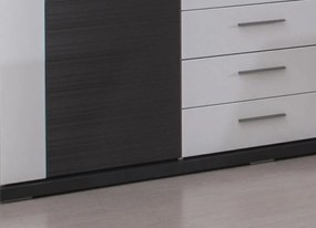 Široká komoda Caracas typ 21, grafit/biely lesk, s osvetlením