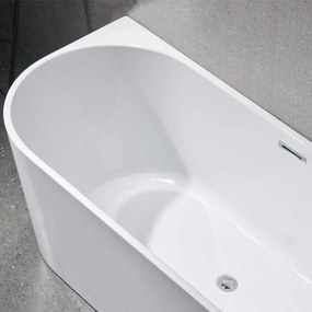 BPS-koupelny Voľne stojaca akrylátová vaňa k stene HYD-LE527B 150x75 biela, odtokový komplet chróm