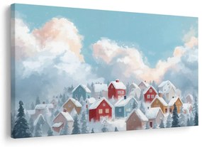 Obraz vianočná krajina s útulnými domčekmi