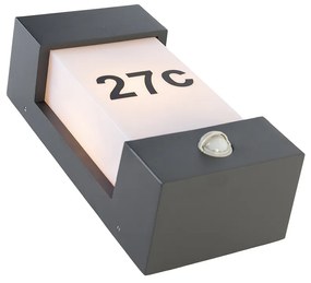 Vonkajšia nástenná lampa tmavosivá IP44 s detektorom pohybu - Tide