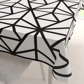 Biante Bavlnený obdĺžnikový obrus Sandra SA-577 Čierne geometrické vzory na bielom 140x160 cm