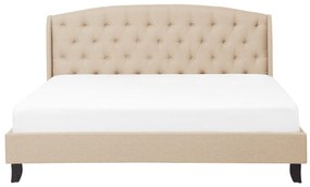 Čalúnená posteľ 140 x 200 cm béžová BORDEAUX Beliani