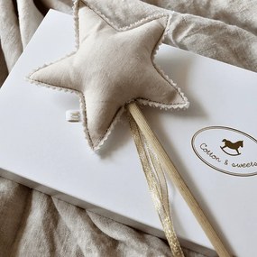 Ľanový kúzelný prútik púdrovo ružový so zlatom