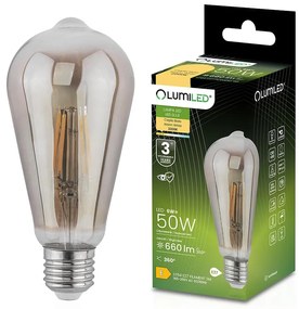 Žiarovka LED ST64 filament 6W E27 2200K SMOKEY