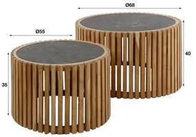 Konferenčný stôl 27-86 Slate Ø68 a Ø55cm 2-set  - Komfort-nábytok