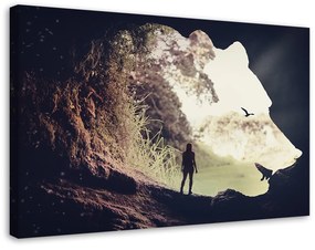 Gario Obraz na plátne Medvedia jaskyňa a človek - Patryk Andrzejewski Rozmery: 60 x 40 cm