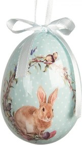 9ks dekorácia farebné závesné vajíčko s zajačikmi a kuriatkami Spring Egg - Ø 5*8 cm
