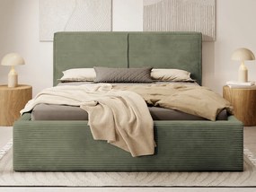 Posteľ Inez 180x200 cm, olivovo zelená štruktúrovaná látka