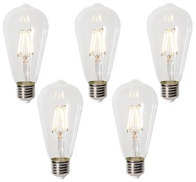 Sada 5 stmievateľných LED žiaroviek E27 ST64 číra 5W 600 lm 2700K