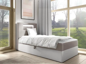 Kontinentálna jednolôžková posteľ Junior Ribezo 1, Strana: ľavá, Rozmer postele: 80x200, Dostupné poťahy: ekokoža Soft 017 (biela) + Fresh 01