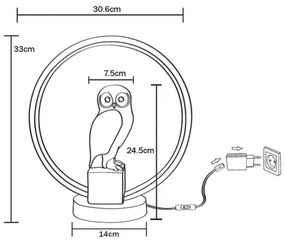 Zuma Line EX04F332U-1 - LED Stolná lampa SOWA LED/4W/5V čierna/biela