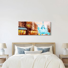 Obraz - Daždivého počasia a Eiffelovej veže (120x50 cm)