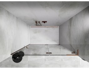 Mexen Lunar L, Otočné pravé sprchové dvere 130 cm, 8mm číre sklo, medený matný profil, 834L-130-000-65-00-P