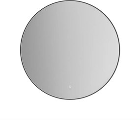Erga Emma, okrúhle LED zrkadlo 100cm, čierny kovový rám, 2300 lm, 6500K, zadné osvetlenie, ERG-V01-201-1010-BK