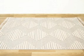 Koberec 135A Monaco Zygzak  3D strapce sivý / modrý / krémový