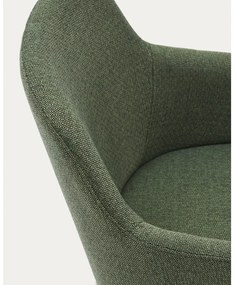 Tmavozelené čalúnené jedálenské kreslo s podrúčkami Nelida – Kave Home