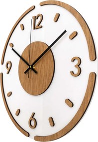 Moderné okrúhle nástenné hodiny – dubová a plexisklo | SENTOP IA-225-S-dub