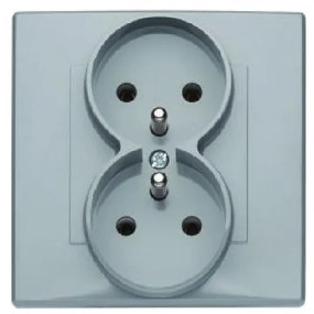 GP-2LZ Dvojitá zásuvka s uzemnením popolavý