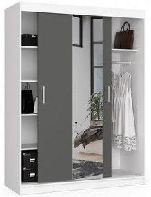 Šatníková skriňa s posuvnými dverami 150 cm CLP biela / sivá