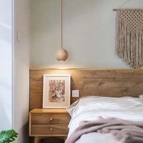 Závesný luster na lanku 1xGU10/10W/230V, priemer 11 cm, masív/jaseň