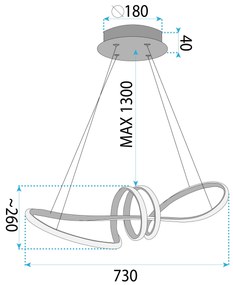 Toolight Toolight, LED závesné osvetlenie 120cm, 48W, 3000K, LHJ036-CP, zlatá, OSW-50016