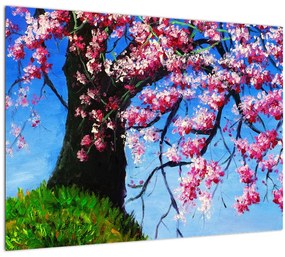 Obraz maľované rozkvitnuté čerešne (70x50 cm)