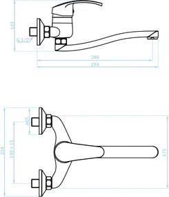 Kuchinox Kakadu, nástenná umývadlová batéria, biela, LAV-BKK_680D